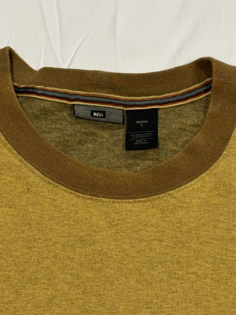 REI T-Shirt Size L Brown Green Raglan Short Sleeve Crewneck Co-Op - Picture 2 of 4